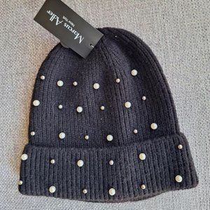 Marcus Adler New York Beaded Beanie Hat - Black, NEW
